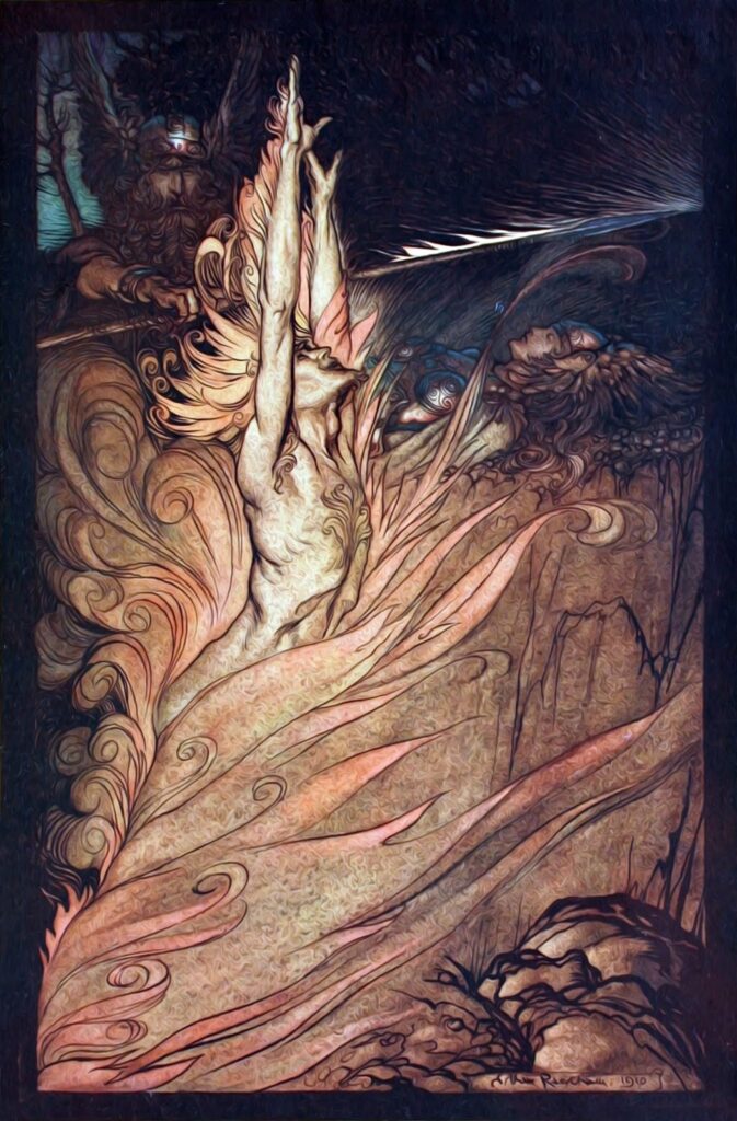 Артур Рэкхем, иллюстрация к опере Р. Вагнера "Золото Рейна"